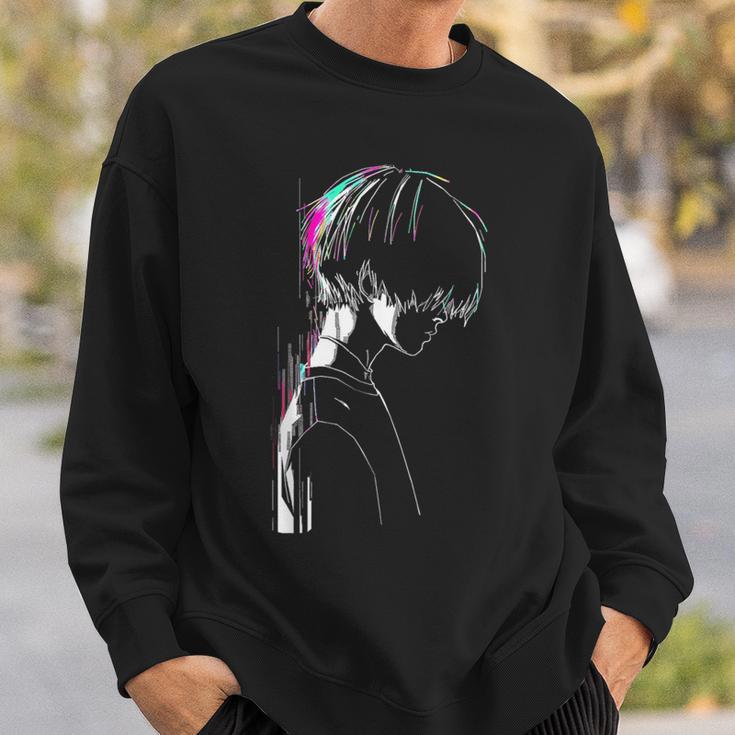 Anime Manga Motif Pixel Illustration Anime Sweatshirt Geschenke für Ihn