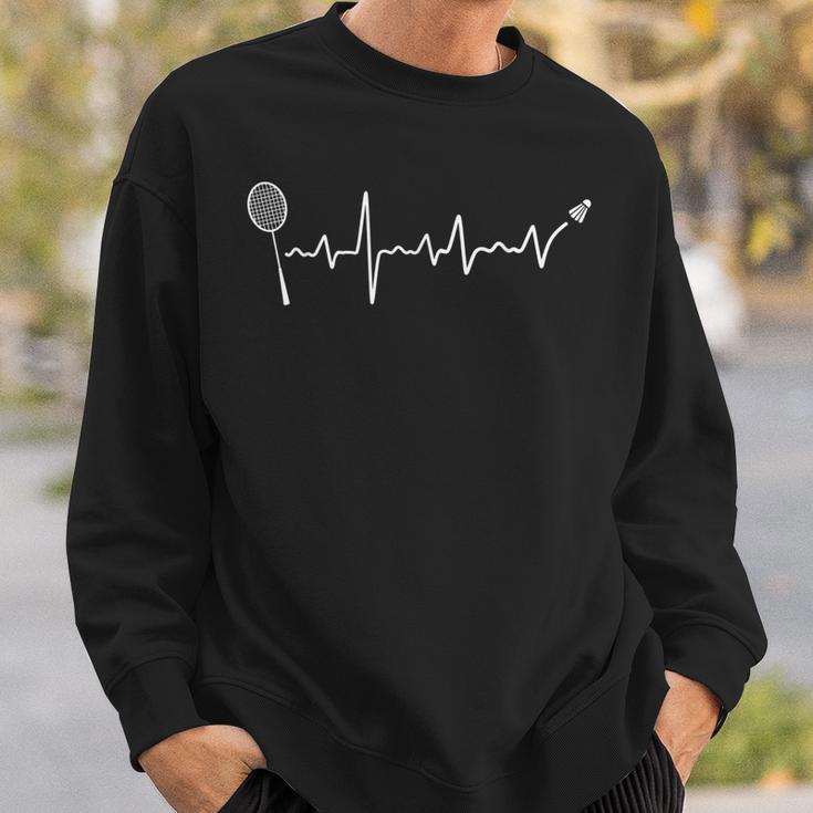 Badminton Heartbeat Shuttlecock Ecg Badminton Player Sweatshirt Geschenke für Ihn