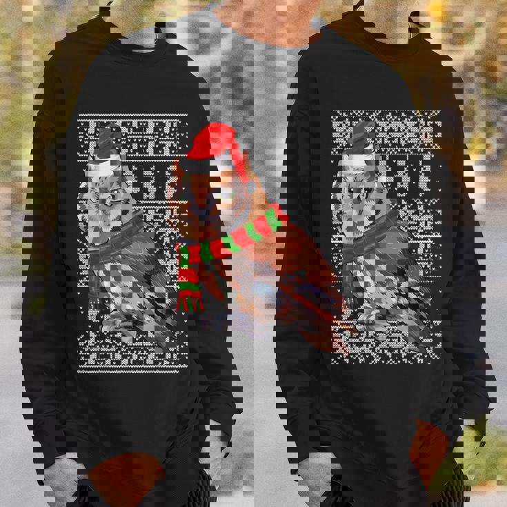 Bird Xmas Santa Hat Eastern Screech-Owl Ugly Christmas Sweatshirt Gifts for Him