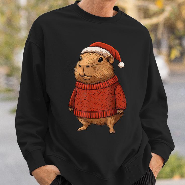 Capybara Ugly Sweater Santa Hat Christmas Sweatshirt Geschenke für Ihn