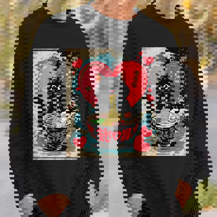 Cat Ramen Kawaii Cat Graphic Anime Valentines Day Sweatshirt Gifts for Him