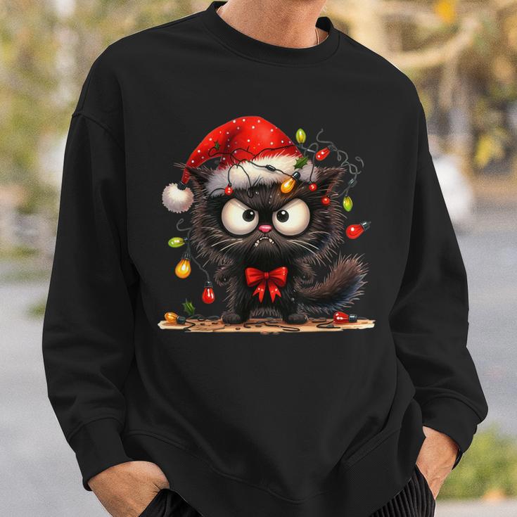 Christmas Grumpy Angry Cat Naughty Fairy Lights Sweatshirt Geschenke für Ihn