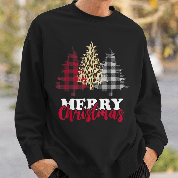 Christmas Tree Buffalo Check Leopard Xmas Merry Christmas Sweatshirt Geschenke für Ihn