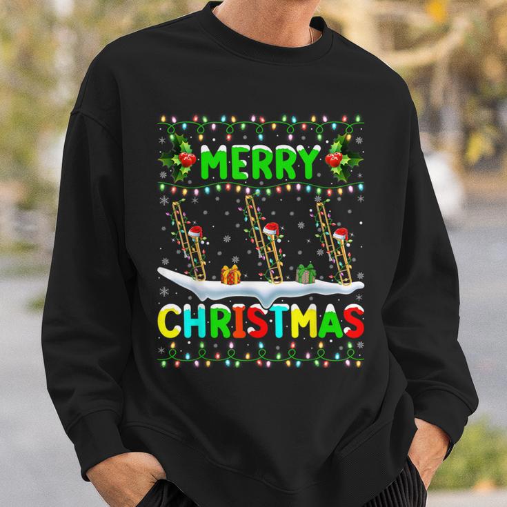 Christmas Trombone Lighting Santa Hat Merry Christmas Trombone Sweatshirt Geschenke für Ihn