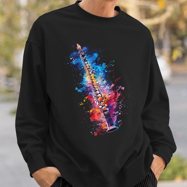 Clarinet Instrument On Colourful Painted Clarinet Sweatshirt Geschenke für Ihn