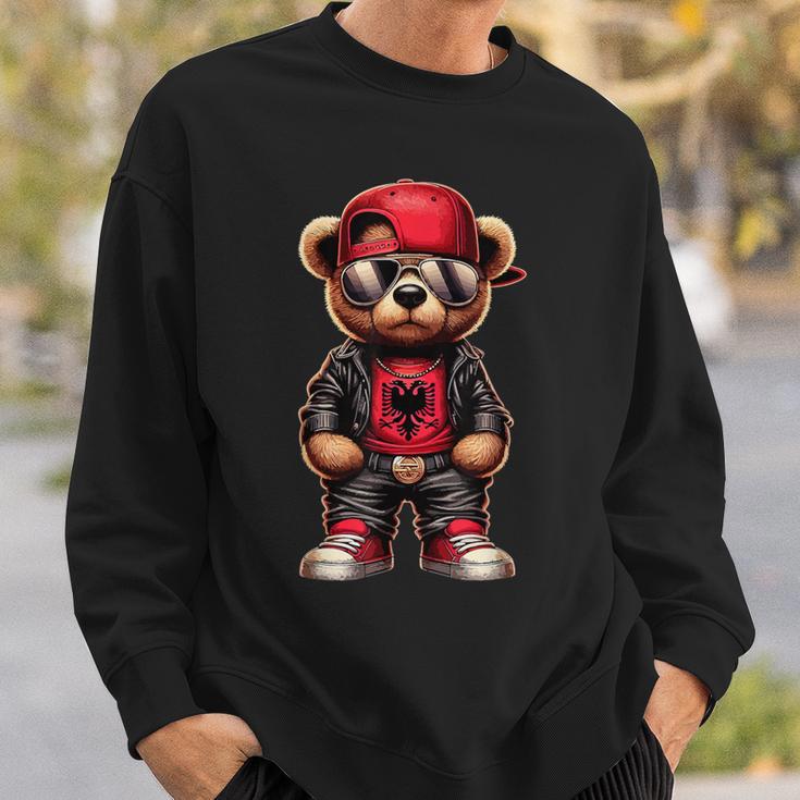 Cool Albanian Teddy Bear Albania Flag Outfit Street Sweatshirt Geschenke für Ihn