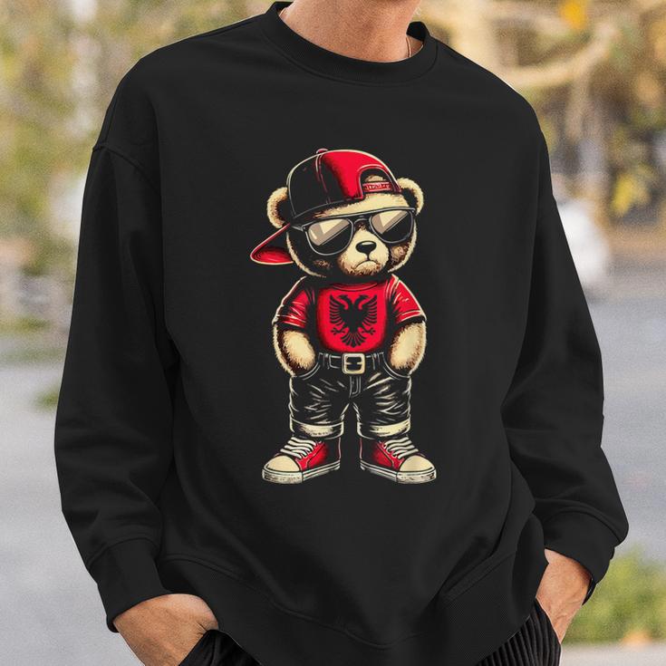 Cool Albanischer Teddybär Albanien Flagge Outfit Street Sweatshirt Geschenke für Ihn