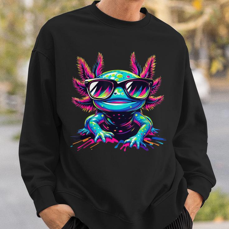 Cool Axolotl With Sunglasses Colourful Motif Axolotl Sweatshirt Geschenke für Ihn