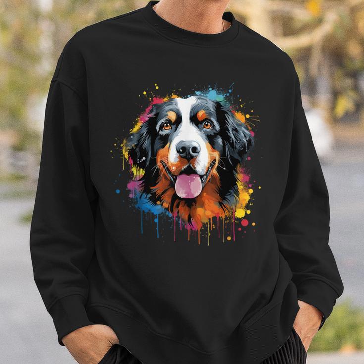 Cute Bernese Mountain Dog On Painted Bernese Mountain Dog Sweatshirt Geschenke für Ihn