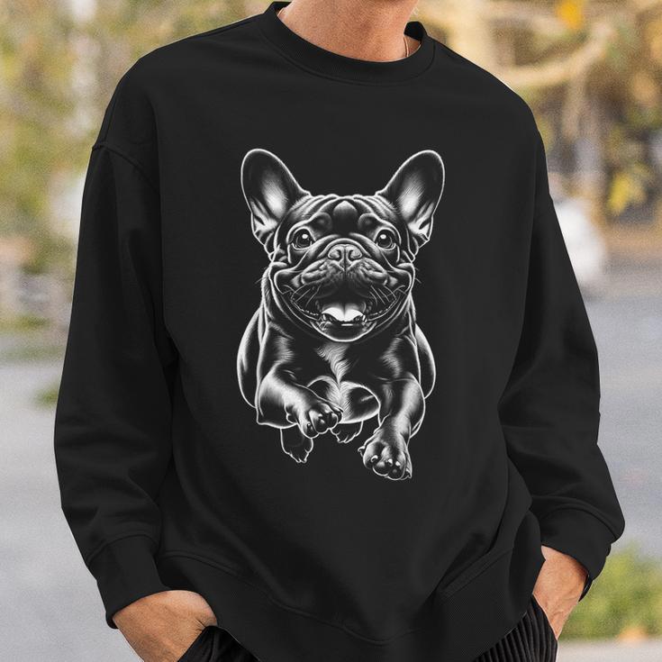 Cute French Bulldog In Run As Cool Portrait Sweatshirt Geschenke für Ihn