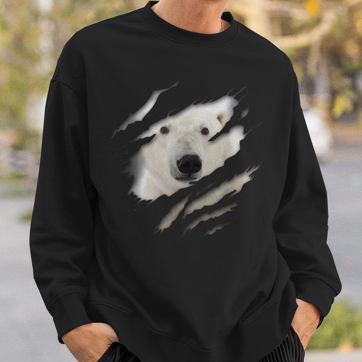 Cute Polar Bear Face Animal Rider Polar Bear Ripped Sweatshirt Geschenke für Ihn