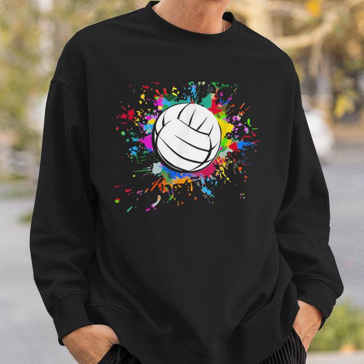 Cuteolleyball Ball Watercolor Colorful Paint Splash Sweatshirt Geschenke für Ihn