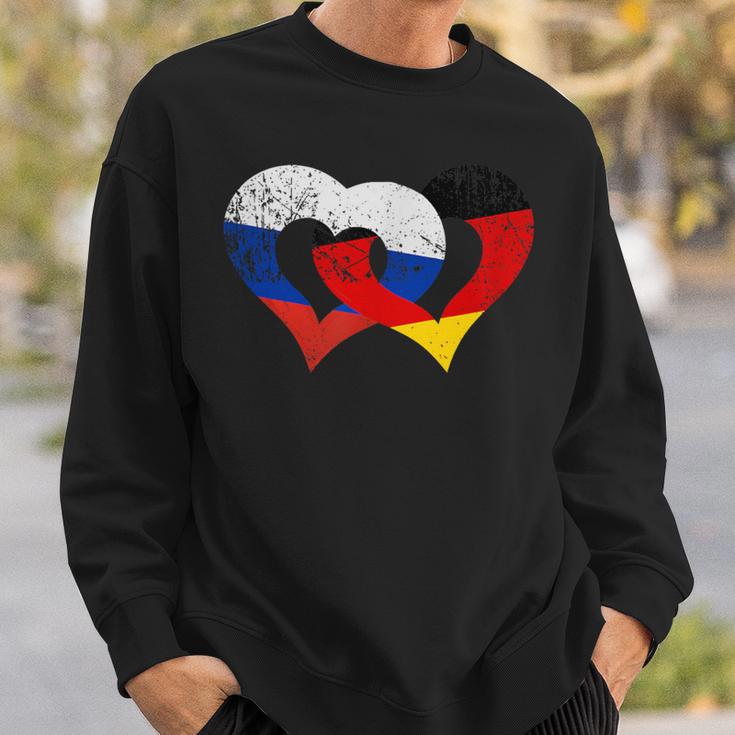 Deutschland Russland Freundschaft Frieden Herzkette Sweatshirt Geschenke für Ihn