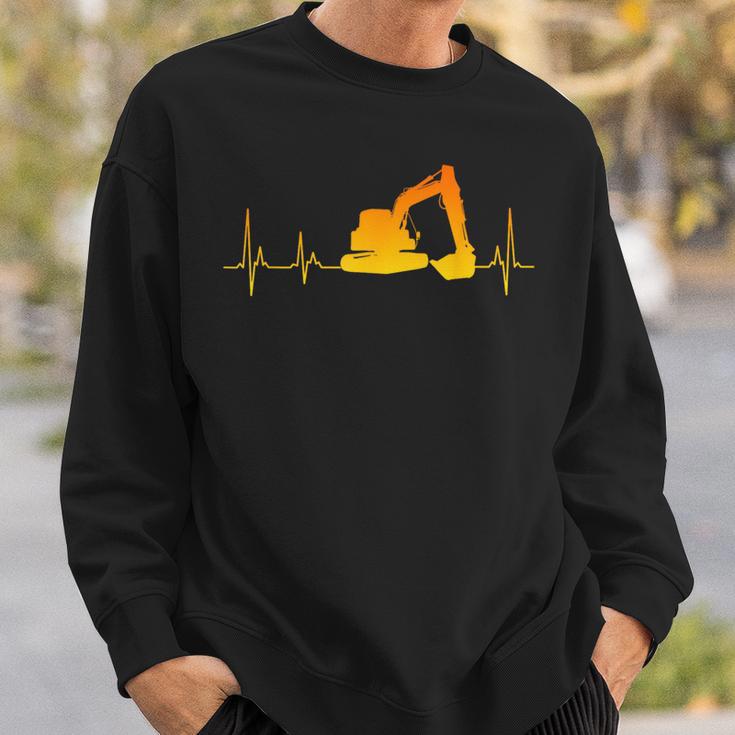 Digger Driver Digger Driver Heartbeat Ecg Heart Rate Sweatshirt Geschenke für Ihn