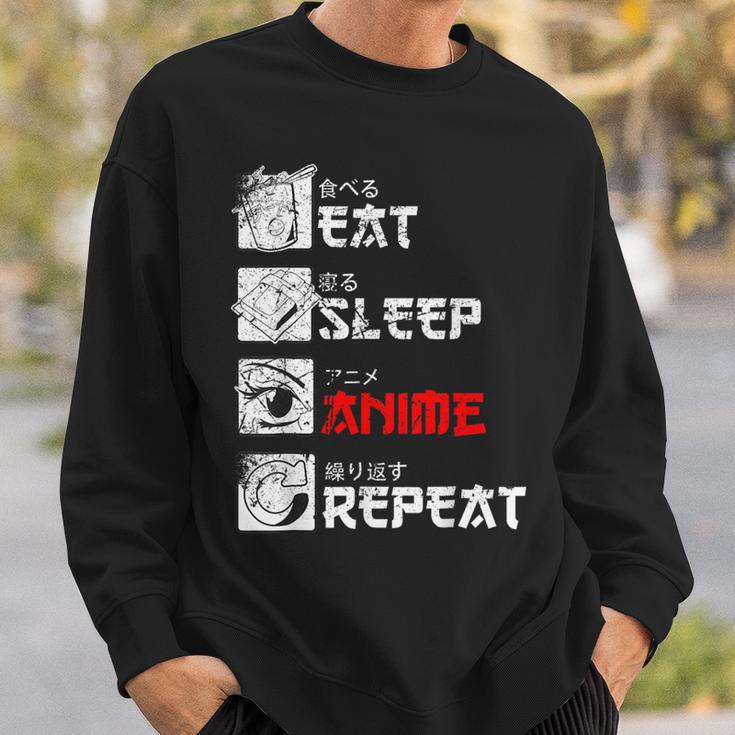 Eat Sleep Anime Repeat Manga Anime Manga Japan Outfit Sweatshirt Geschenke für Ihn