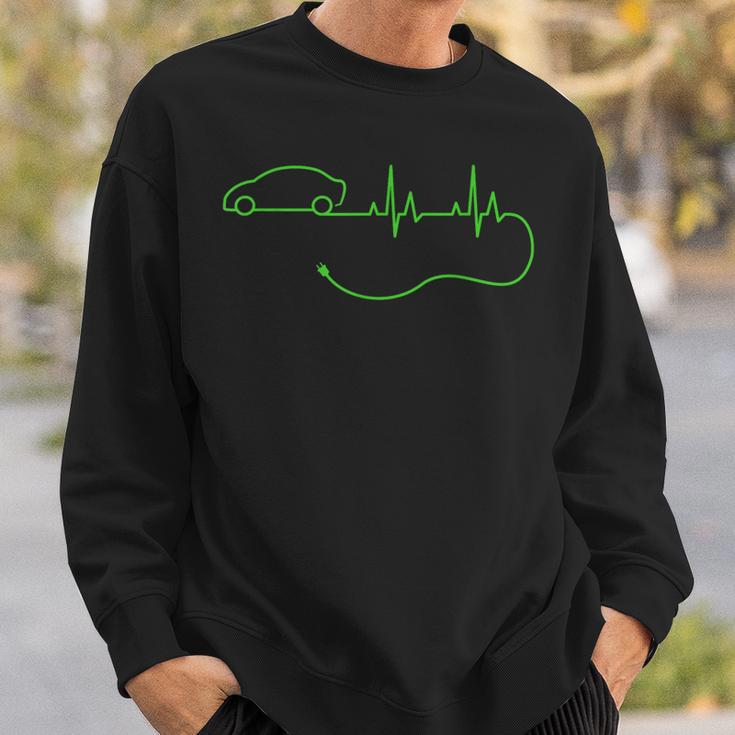 Electric Car Heartbeat Electricehicle Ev Sweatshirt Geschenke für Ihn