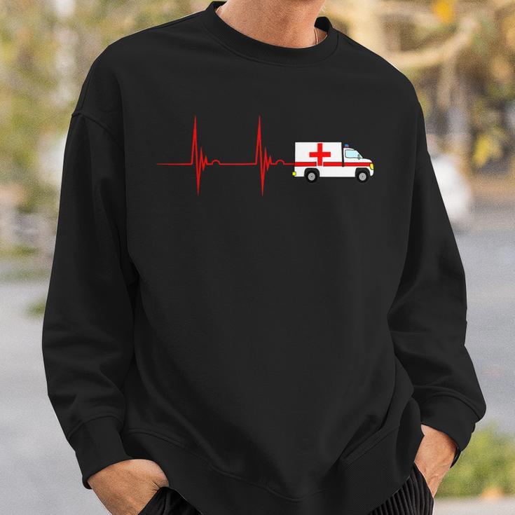 Emergency Car Heartbeat Ekg Pulse Ambulance Driver Rescuer Sweatshirt Geschenke für Ihn