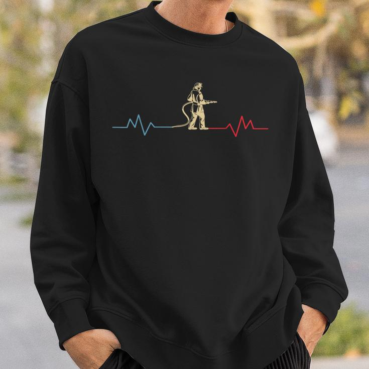 Fireman Heartbeat Fire Brigade Sayings Sweatshirt Geschenke für Ihn