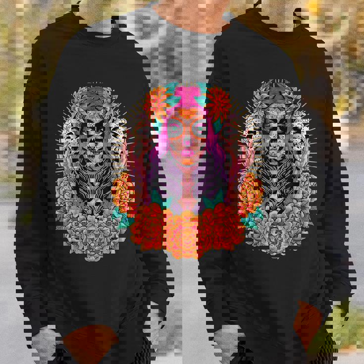 Fleurs De Crâne De La Catrina Dia De Los Muertos Sweater e Cadeaux pour lui