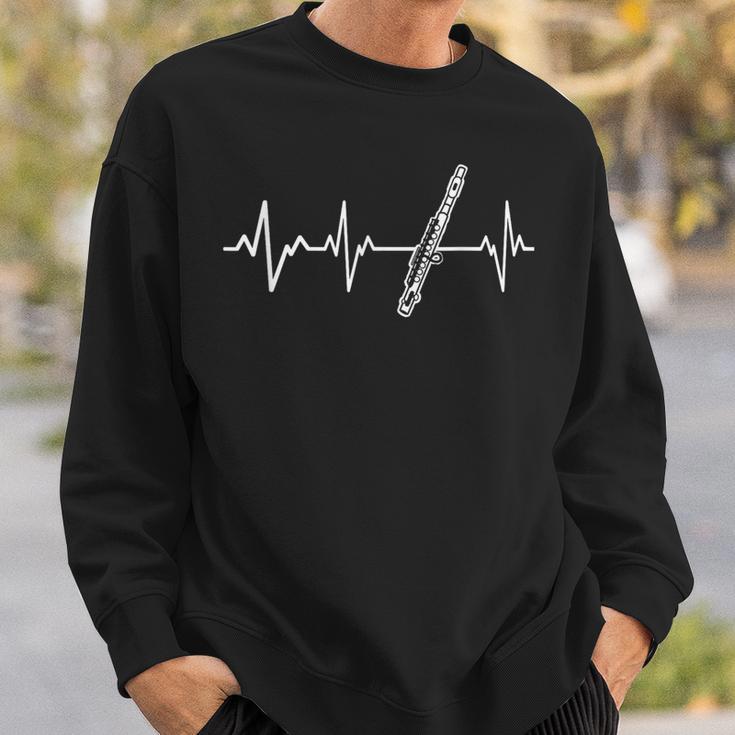 Flute Heartbeat Instrument Flute Player Sweatshirt Geschenke für Ihn