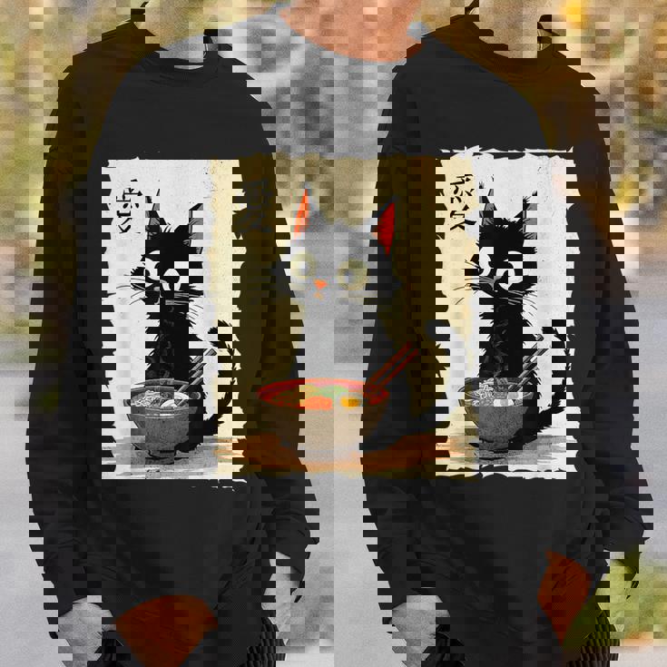 Cat Ramen Graphic Japanese Kawaii Anime Cat Sweatshirt Gifts for Him