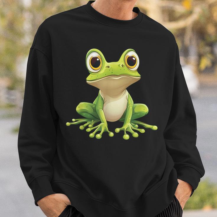 Frog With Big Eyes Frog Motif Sweatshirt Geschenke für Ihn