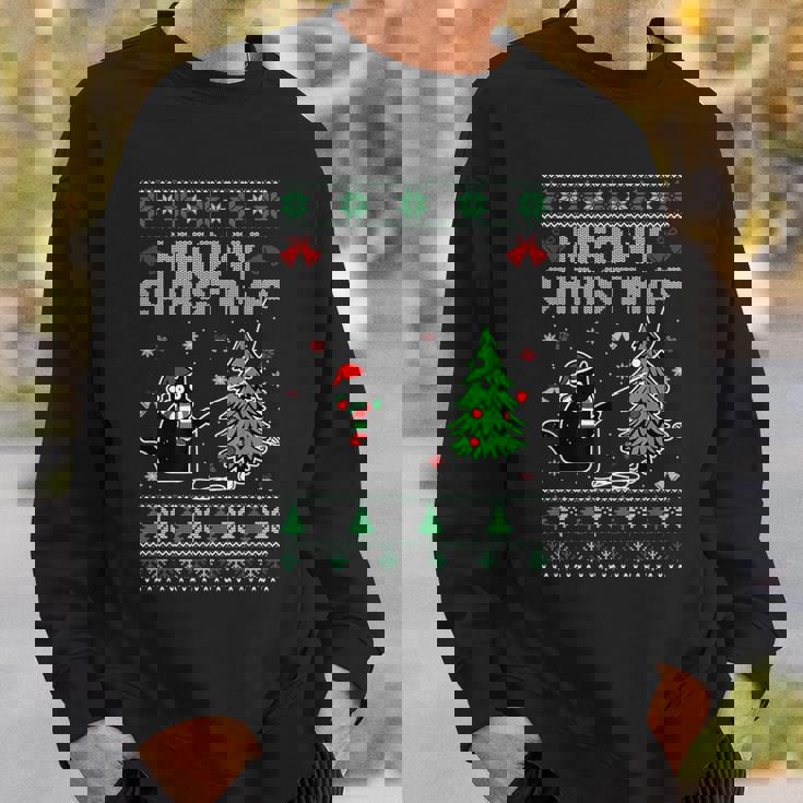 Meowy Christmas Cats Lovers Ugly Xmas Holiday Sweater Sweatshirt Gifts for Him