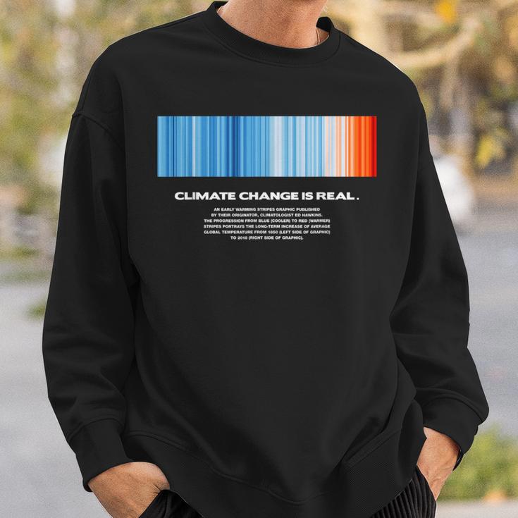 Global Warming Blue Red Stripe Climate Change Is Real Stop Sweatshirt Geschenke für Ihn