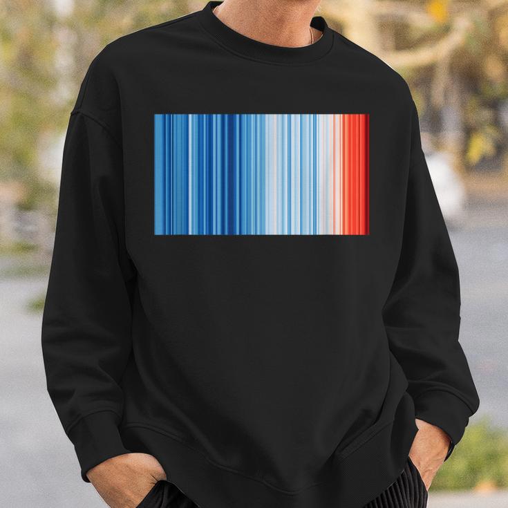 Global Warming Blue Red Stripe Pattern Sweatshirt Geschenke für Ihn