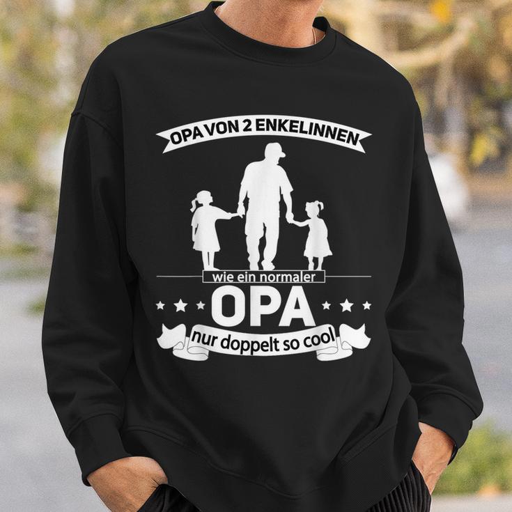 Grandpaon 2 Enkelinnen Opa Hoch 2 Opa Mit Zwei Grandkelterter Sweatshirt Geschenke für Ihn