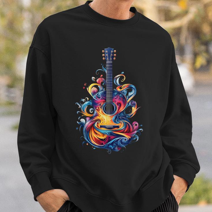 Guitar Player Watercolour Splash Guitar Sweatshirt Geschenke für Ihn