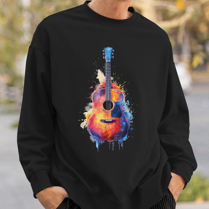 Guitar Splash Watercolour For Guitarists Electric Guitars Sweatshirt Geschenke für Ihn