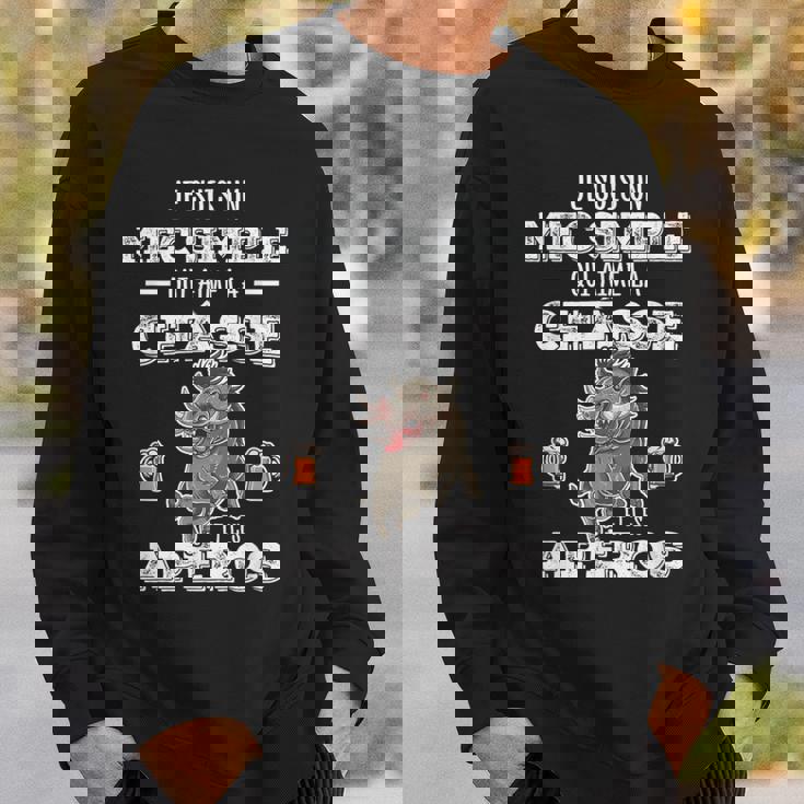 Homme Humour Chasseur Sanglier J'aime La Chasse Et L'apéro Sweater e Cadeaux pour lui