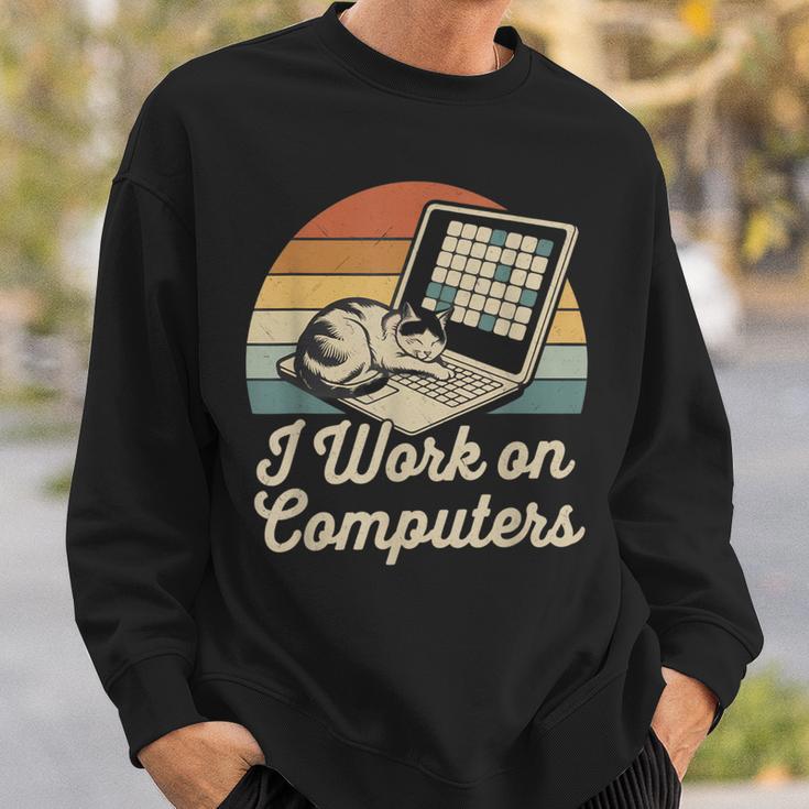 Ich Arbeite Am Computer Cat Kitty Kitten Cat Meme Sweatshirt Geschenke für Ihn