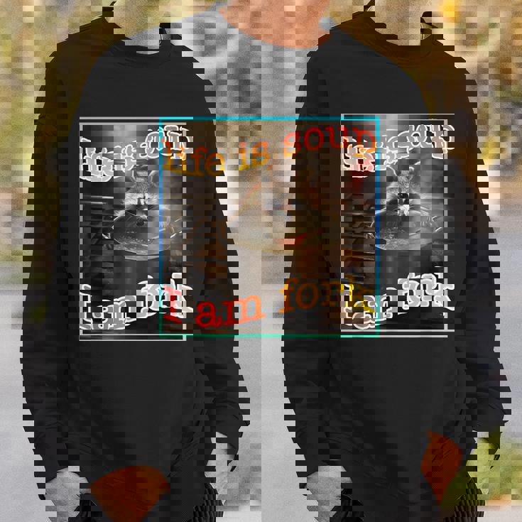 Ironic Raccoon Meme Sweatshirt | Life is Soup | Statement Wear Gifts for Him