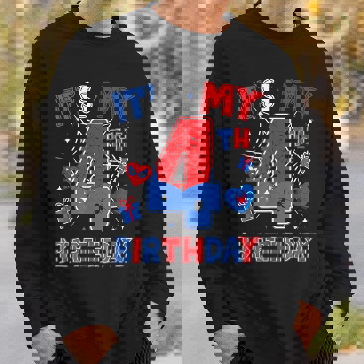 It's My 4Th Birthday Spider Boy Birthday Theme Party Sweatshirt Gifts for Him