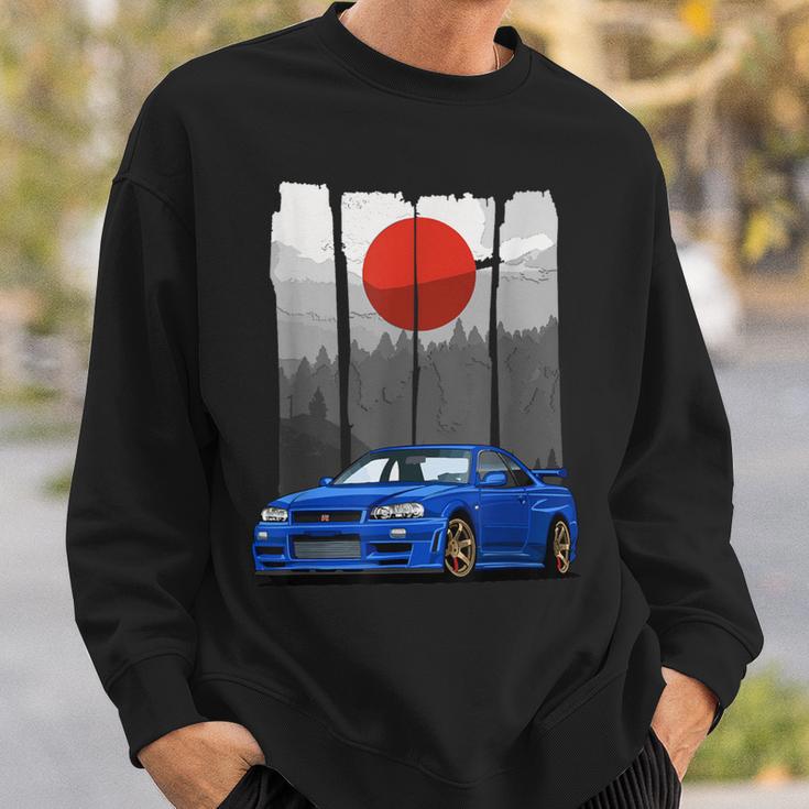 Jdm Skyline 34 Car Tuning Japan Rising Sun Drift Sweatshirt Geschenke für Ihn