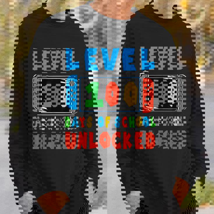 Level 100 Days Of School Unlocked 100 Days Of School Gamer Sweatshirt Gifts for Him