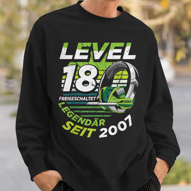 Level 18 Birthday Boy Gamer Man Decoration Age 2007 Sweatshirt Geschenke für Ihn