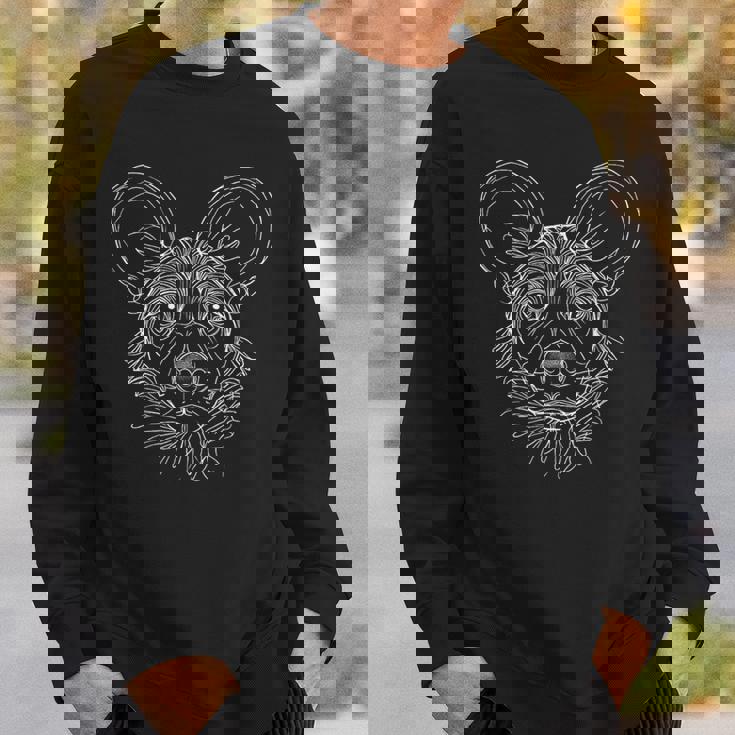 Line Art African Wild Dog Painted Dog Sweatshirt Gifts for Him