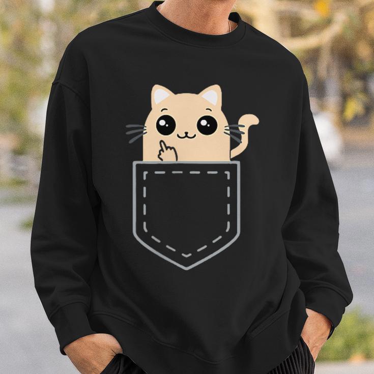 Lustige Katze Mittelfinger Stinkefinger Cat Kawaii Sweatshirt Geschenke für Ihn