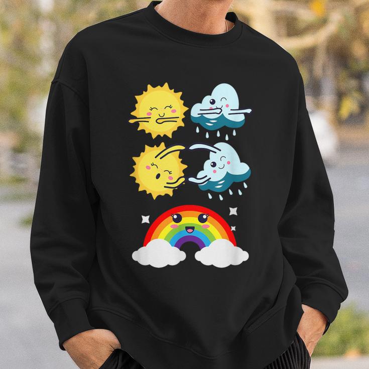 Lustige Tanzende Sonne Wolke Regenbogen Natur Regen Sommer Sweatshirt Geschenke für Ihn