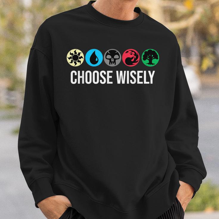 Mana Symbols Gathering Magic Choose Wisely Blue Red Green Sweatshirt Geschenke für Ihn