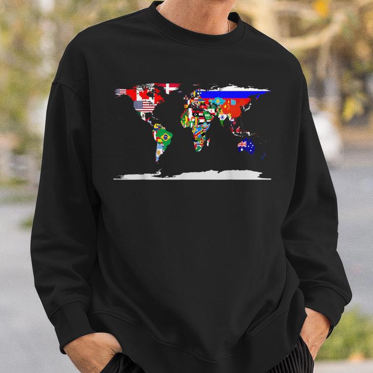 Mapa Del Mundo Y Banderas De Los Países Del Mundo Camisa de entrenamiento Regalos para él