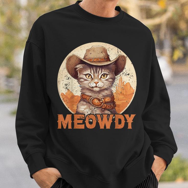 Meowdy Cat Meow Cowboy Hat Country Music Texas Sweatshirt Geschenke für Ihn