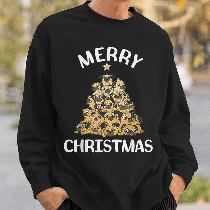 Merry Christmas Pug Dog Star Christmas Tree Sweatshirt Geschenke für Ihn