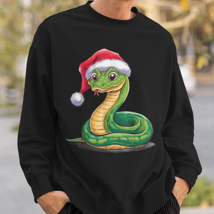 Merry Christmas Snake Xmas Party Eve Santa Hat Sweatshirt Geschenke für Ihn