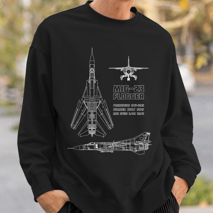 Mig-23 Russian Jet Fighter Plane Flogger Blue Pause Sweatshirt Geschenke für Ihn