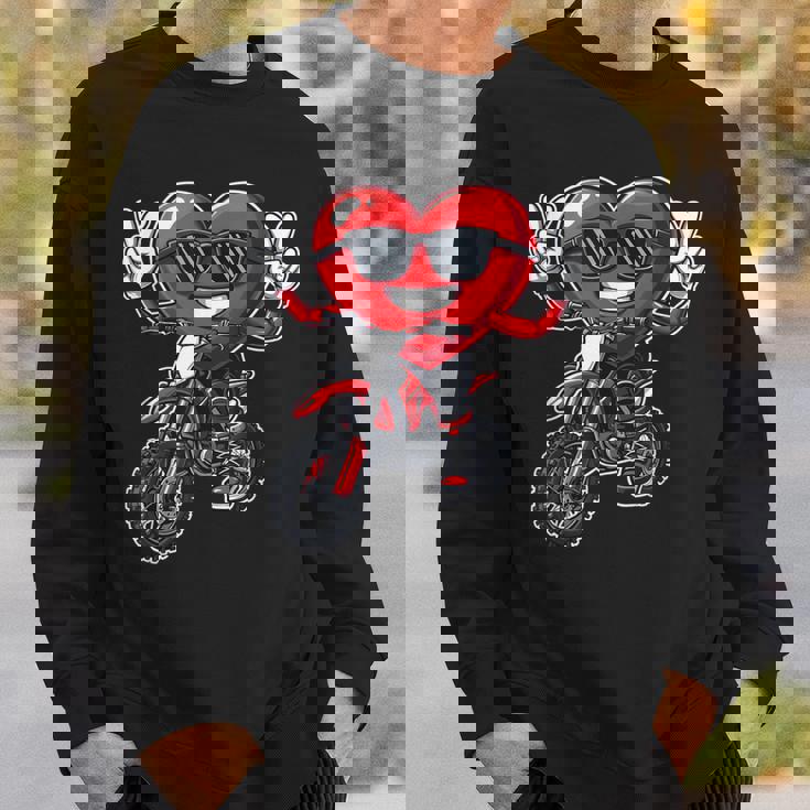 Motocross Heart Dirt Bike Valentines Day Motorcycle Boys Sweatshirt Gifts for Him
