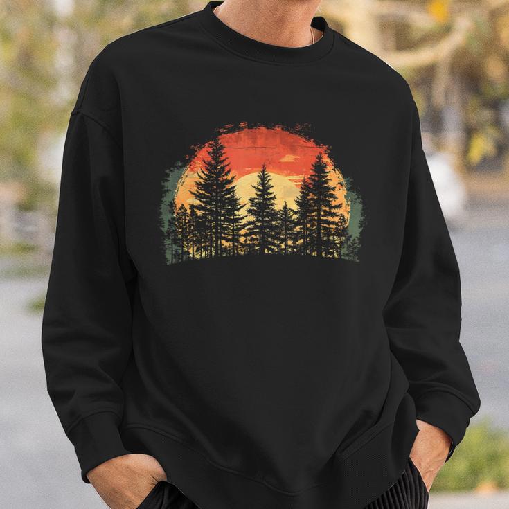 Outdoor Tree Nature Lovers Sunset Retro Forest Sweatshirt Geschenke für Ihn